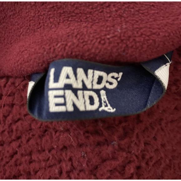 Lands End Size Large Burgundy Jacket Women Long Sleeve Full Zip Fleece Mock Neck - Picture 4 of 7